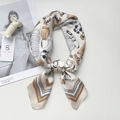 Ivory silk scarf with handbag print and brown borders for hair and neck styling - Off White
