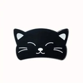 Pinza per capelli a forma di gatto nero con finitura lucida e contorni bianchi - Nero