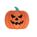 Halloween pumpkin hair claw clip with black spooky face and green stem on white background - Pumpkin 3