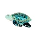Detail shot of sea turtle hair claw clip with blue marble acetate texture and gold lines - Large / Large-Green