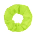 Detail view of neon green sheer chiffon scrunchie showing soft pleated mesh fabric texture - Yellow