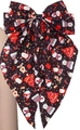 Weihnachts-Haarschleife in Schwarz mit Motiven von Pinguinen und dem Weihnachtsmann - Pinguin Schneemann Stil (HJF113-B) / Schwarz mit buntem Aufdruck