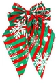 Weihnachtliche Haarspange mit rot-grün gestreifter Schleife und weißen Schneeflocken - Rot Grün Streifen Schneeflocke Stil (HJF113-D) / Rot-Grün gestreifter Druck