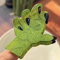 Pinza per capelli a mano di scheletro verde glitterato per acconciature Halloween - Mano di Fantasma Verde
