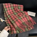 Elegant pink and green plaid woven scarf with soft fringe tassels for winter warmth - 180cmx67cm / Pink (J88-Pink)