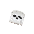 Funkelnde Strass-Totenkopf-Haarklammer mit weißer Marmor-Resin-Textur für Damen - Groß