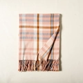 Pink and orange plaid scarf with soft fringe, neatly folded winter knit wrap for women - Light Pink / 180*70cm