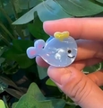 Mini light blue acrylic whale hair clip with pearlescent marble texture for women - Light Blue Cartoon Whale (2)
