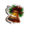 Weihnachtsglocke Haarspange mit roter Schleife und Stechpalme in Goldoptik - Glocke