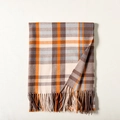 Karierter Schal mit Fransen in Orange und Grau aus kaschmirähnlichem Material - Creme Violett / 180*70cm
