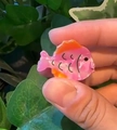 Pink marble texture fish hair clip with orange accents in acrylic material - Pink Textured Little Fish (8)