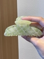 Light green checkered hair claw clip in resin material for elegant vintage hairstyling - Green
