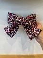 Elegante fermaglio per capelli a fiocco in raso maculato rosso e nero con nastro - Leopardo Rosso