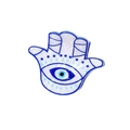 Hamsa hand hair claw clip in white acetate with blue evil eye detail for women - Hamsa Hand Evil Eye
