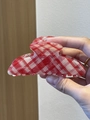Vintage red and white gingham checkered hair claw clip made of acetate for women - Red