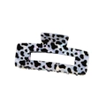 Dettaglio molletta per capelli leopardata bianca con finitura perlata e design vuoto - 10.3cm Rettangolare Vuoto - Stampa Muccata