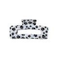Pinza per capelli bianco perlato con stampe di zampe di gatto nere per acconciature - 10.3cm Rettangolare - Zampa di Gatto Nera