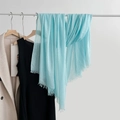 Light blue cotton linen scarf with soft fringe on an elegant clothes rack display - Sky Blue (10#)