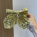 Fermaglio per capelli a fiocco con paillettes dorate e specchietti luccicanti - Oro