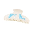 Pinza per capelli effetto marmo bianco con due stampe di delfini blu per vacanza - Bianco Latte Marmo Delfino Blu (2)