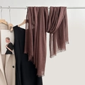 Versatile brown cotton linen scarf with elegant fringed edges in minimalist style - Coffee (37#)