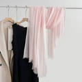 Elegant pale pink cotton linen scarf with soft fringe edges hanging on a white clothing rack - Light Pink (25#)