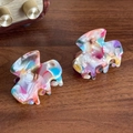 Bunte Haarklammer aus Acetat mit lebhaftem rosa-blauem Marmor-Muster-Design - Buntes Marmormuster (1)