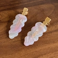 Zweiteiliges Set Haarklammern mit rosa-weißer Marmorierung und gewelltem Goldclip - Rosa Marmor Wellenrand-Clip (3)