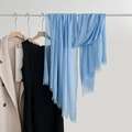 Sky blue cotton linen scarf for women with elegant frayed fringe tassels on a hanger - Light Blue (21#)