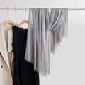 Light grey cotton linen scarf with frayed edges hanging on a minimalist display - Light Gray (14#)