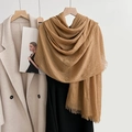 Caramel linen scarf with tassels and crinkle texture for women stylish pashmina shawl - Turmeric (34#)