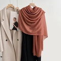 Minimalist rust red cotton linen scarf with fine tassel fringe details and solid color - Rust Red (17#)