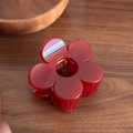 Deep red flower hair claw clip in glossy resin finish for elegant hair styling - Large / Red