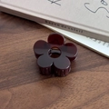 Elegant deep burgundy flower hair claw clip with a glossy finish for women's hairstyles - Small / Brown