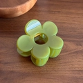 Elegant avocado green flower hair claw clip in glossy resin finish for daily hairstyles - Large / Green