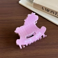 Pinza para el pelo con forma de caballito rosa, lunares rojos y diseño RICH - Estampado de lunares / Rosa