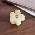 Elegant cream white flower hair claw clip in high quality resin for back of head hairstyles - Small / Beige
