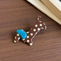 Cute brown polka dot puppy hair clip with glossy resin finish for a sweet Korean style - Duckbill Hair Clips / Brown