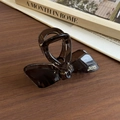 Translucent dark coffee butterfly hair claw clip with gold Barrette La France text - Transparent Black