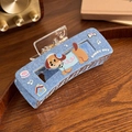 Molla per capelli in texture denim blu con simpatico cane e scritta happy day - Cane con Cuffie - Quadrato