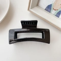 Pince à cheveux rectangulaire noire de 8,5 cm au fini résine brillante et épuré - Moyen (8.8cm) / Noir Fusil