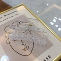 Minimalist transparent 8.5cm rectangular hair claw clip with golden metal spring - Medium (8.8cm) / Glossy Transparent