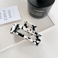 Molla per capelli rettangolare vuota con motivo marmorizzato nero e bianco chic - Pinza Rettangolare Vuota Marmo (F119) / Motivo Mucca (F119)