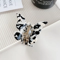 Elegante pinza per capelli a farfalla con motivo muccato nero e bianco marmorizzato - Piccola Forma Farfalla (F150-5.2cm)