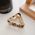 Triangle metal hair claw with classic tortoiseshell acetate finish for elegant styling - Beige Tortoise Shell