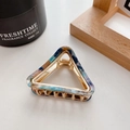 Fashionable marble pattern acetate triangle hair claw clip with golden metal frame - Cloisonné