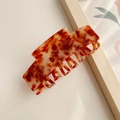 Retro large amber marble hair claw clip with tortoise pattern for women daily hair styling - 9.8CM / Red Pattern Colorful