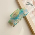 Elegant large marble resin hair claw clip with colorful watercolor floral patterns - 9.8CM / Five-color Flower