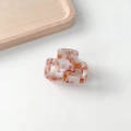 White and orange acetate hair claw clip with amber marble texture and hollow square design - 4.6cm / Marble Brown