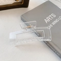 Elegant 10.5cm square transparent hair claw clip with golden metal spring for women - Transparent